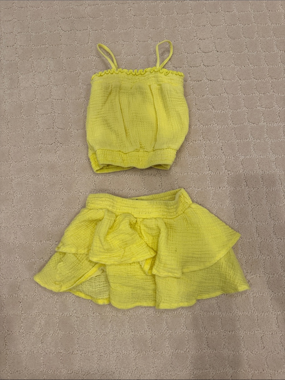 Yellow Ruffle Tank and Skirt Set - Kids Matching Outfit